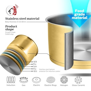 Bán buôn nhà máy nồi chảo cao cấp bằng thép không gỉ, nồi hầm, chảo rán, bộ dụng cụ nấu ăn có lớp phủ vàng - Product Image 3