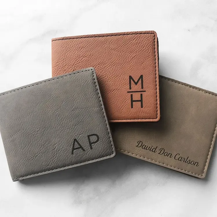 Minet portafoglio RFID sottile minimalista con monogramma inciso personalizzato di lusso porta carte di credito in pelle PU portafoglio da uomo cartera per regalo