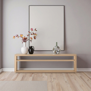 طاولة كونسول RH Ciro منخفضة، بتصميم خشبي فاتح مع رفين مفتوحين، طاولة عصرية للمدخل أو بجانب الأريكة للتخزين في غرفة المعيشة - Product Image 1