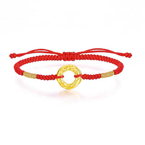 Women Men Dainty Pure Real 999 3d Hard Gold Money Bag Lotus Fu Bamboo Bow Red <strong>String</strong> Woven Adjustable Gift Bracelet Jewelry
