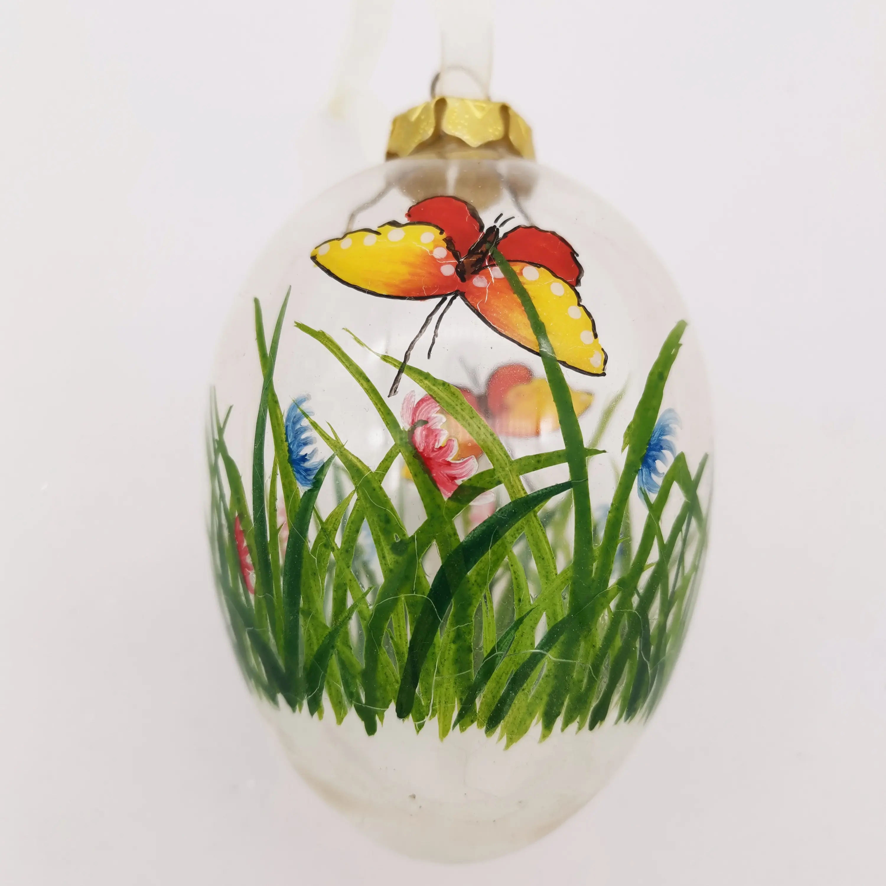 Настраиваемый прозрачный стеклянный шар 80 мм внутри, украшение для рождественской елки внутри, окрашенный бабочки из травы, стеклянный Рождественский шар