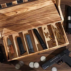 Tùy Chỉnh Bóng Gỗ Súng Hiển Thị Giá Đa-Lưới Súng Đồ Chơi Lưu Trữ Giá Với Đánh Bóng Gỗ Nghệ Thuật Lưu Trữ Thực Phẩm Container - Product Image 2