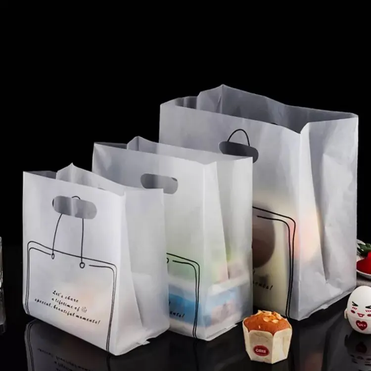 Transparante Plastic Restaurants Custom Takeaway Tas Met Takeaway Zakken Voedsel Verpakking Plastic Aanpasbare