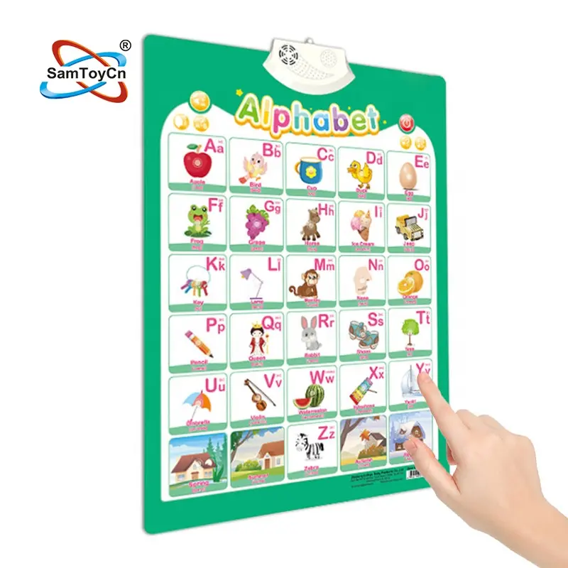 Samtoy gráfico de parede infantil, eletrônico, brinquedos para crianças, aprendizagem, interativo, inglês, poster do alfabeto