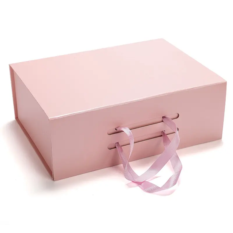 Оптовая продажа, персонализированная однотонная складная коробка для обуви, подарочная упаковочная коробка с лентой