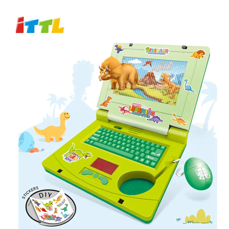 ITTL bambini Multi-funzione giocattolo educativo dinosauro macchina di apprendimento dello schermo ha portato il computer di studio con luce e musica