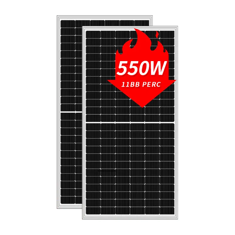 Panel Surya Bifacial Fotovoltaik Hitam Penuh 550W 11BB Panel Monokristalin Modul PV Surya
