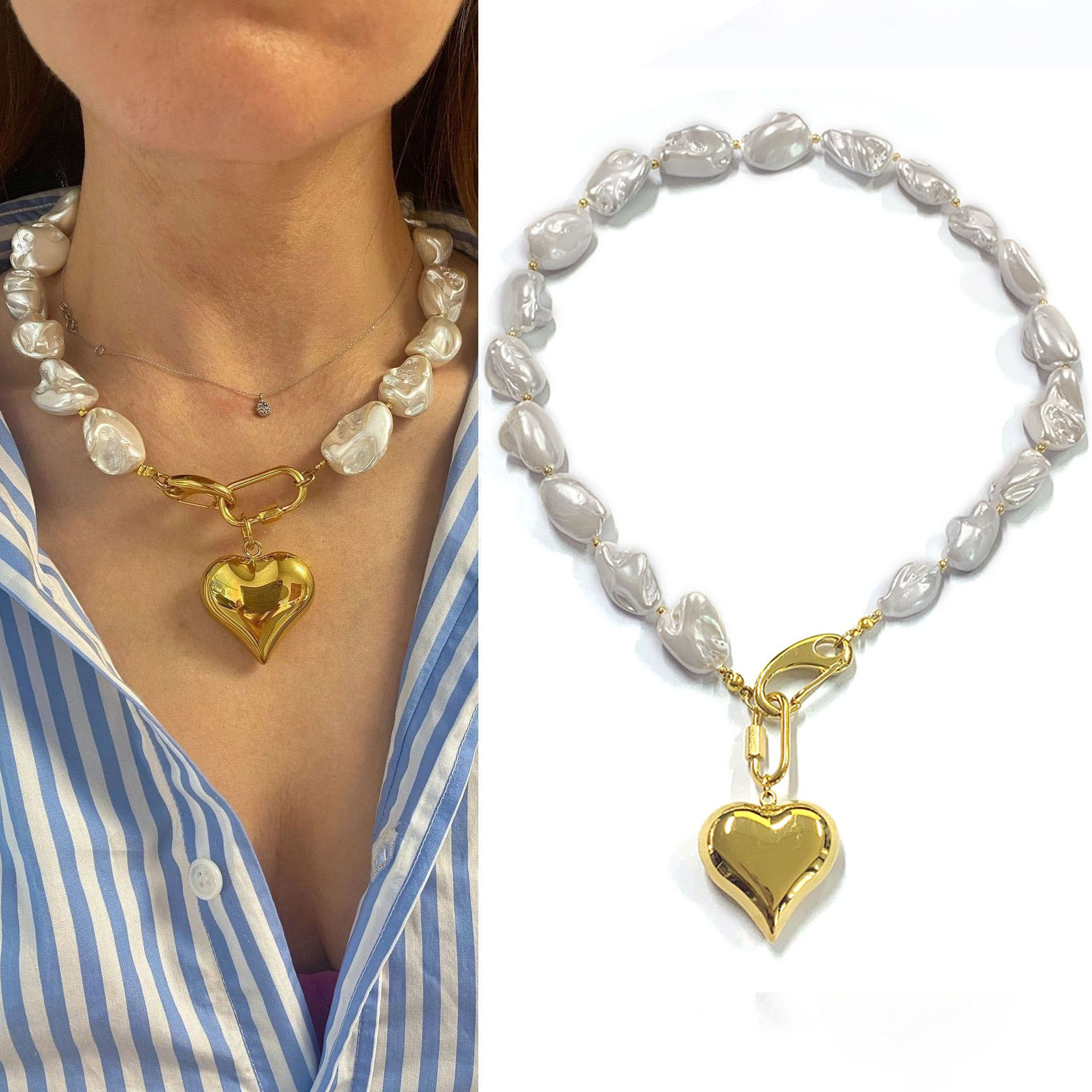Collier or 45cm fin 30cm grand coeur