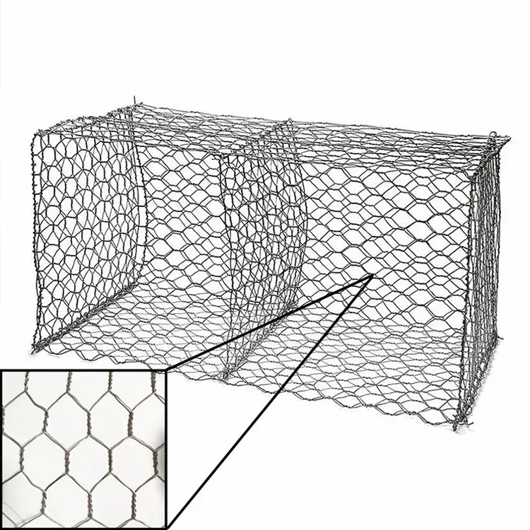 Boîtes hexagonales galvanisées plongées chaudes enduites de pierre de grillage de Gabion du haut zinc 2x1 pour la cage de mur de barrière