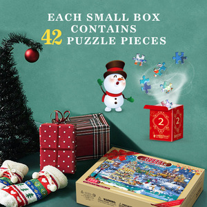 2024 New Design 24 Days Jigsaw Puzzles 1008 Pieces Warm Christmas Advent Calendar Puzzle Gift Smart <strong>Game</strong> for Kid Holiday - Product Image 2