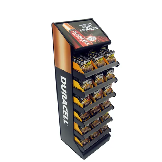 Loja personalizada Desktop Alcaline Energy Storage Bateria Dry Battery Charger Set Acessórios Metal Display Stand Rack