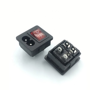 IEC320C8スイッチとソケット赤の電気ACソケットはロッカースイッチを示します埋め込まれた2ピンオス電源ソケット - Product Image 2
