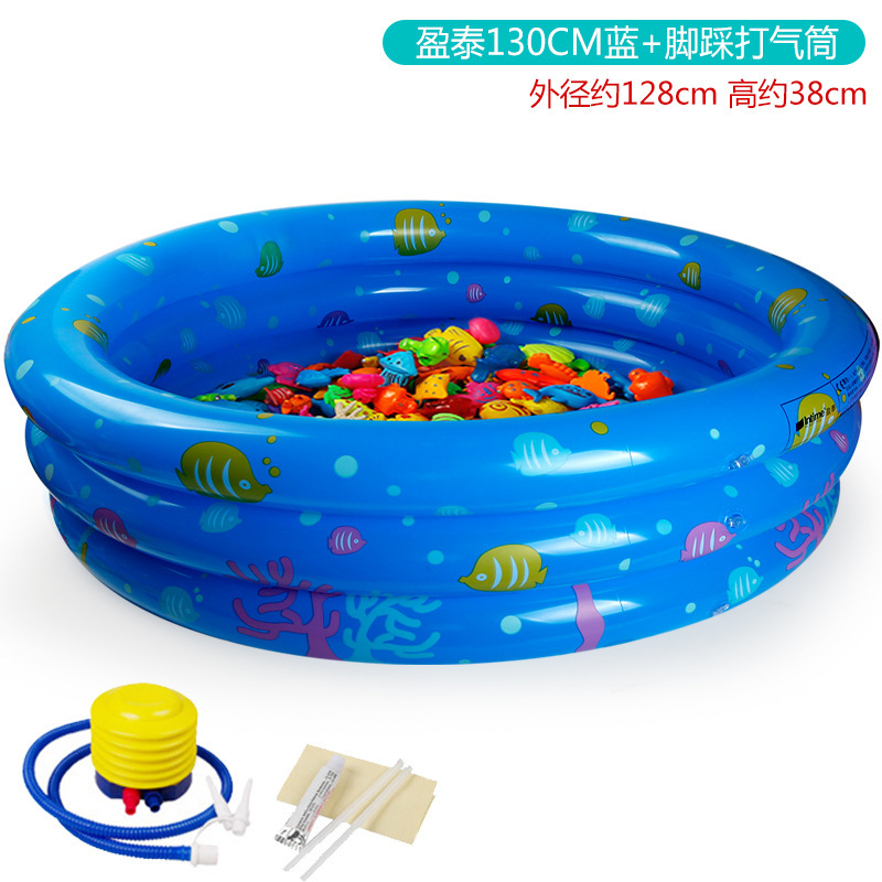 Piscina inflable con fondo de burbujas de tres capas azul de 130 cm