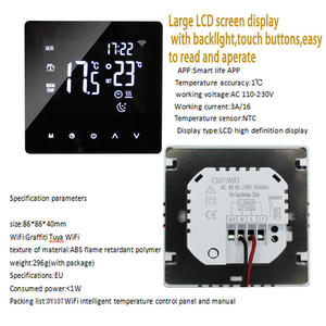 <strong>Temperature</strong> <strong>Control</strong> Touch Screen Digital Room Thermostat Ip20 Ntc <strong>Sensor</strong> 86*86*14mm Size - Product Image 5