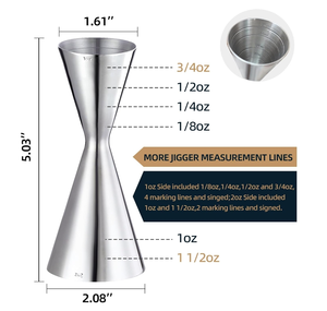 Bộ dụng cụ pha chế cocktail bằng thép không gỉ, dụng cụ pha chế Nhật Bản, jigger đôi, bán buôn, đồ dùng quầy <span class=keywords><strong>bar</strong></span> màu bạc, bộ cá nhân hóa - Product Image 2
