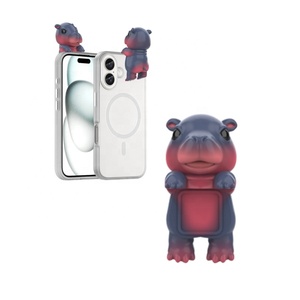 Kaili Decorative Mini Hippo Figures <strong>Simulated</strong> Animal Theme Car Tablet <strong>Computer</strong> Mobile Phone Case Made of Plastic - Product Image 1