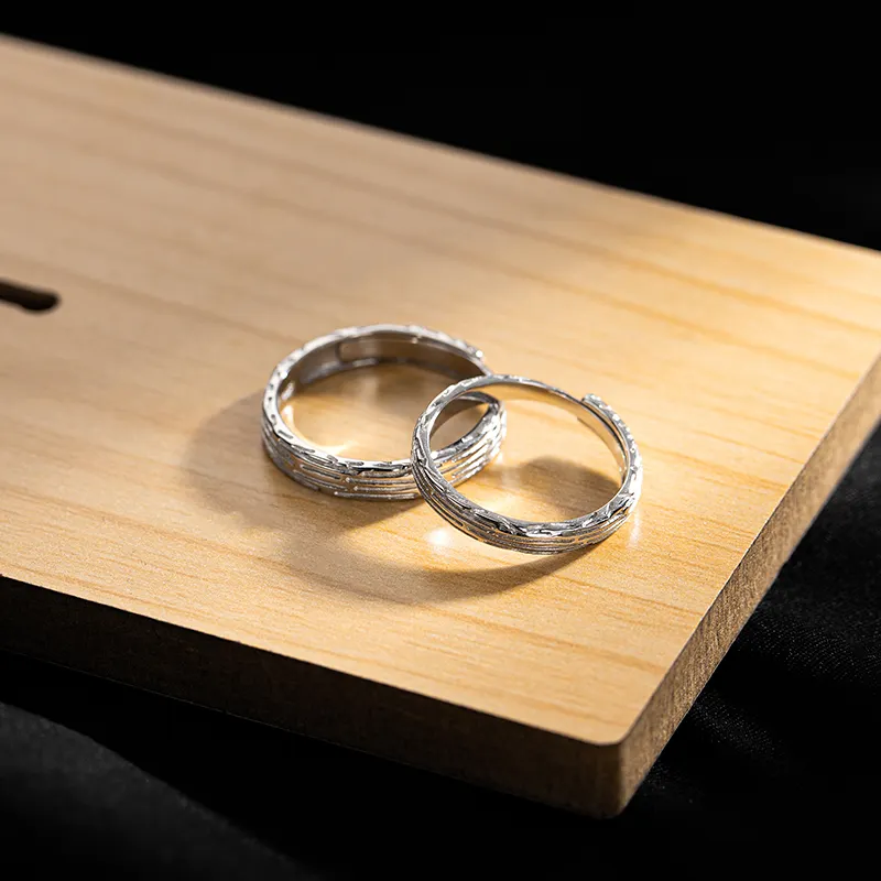 Popular Design Adjustable Promise 925 Sterling Silver Ring For Couple