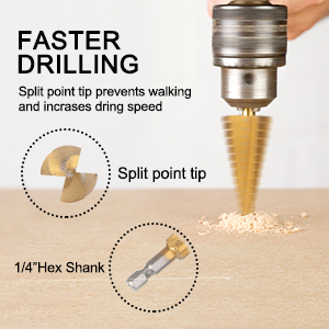 <strong>1</strong>/<strong>4</strong>&quot; Hex Shank HSS Titanium Coated Cone <strong>Hole</strong> Cutter Bit with Automatic Center Punch for Drilling Plate Aluminum Met