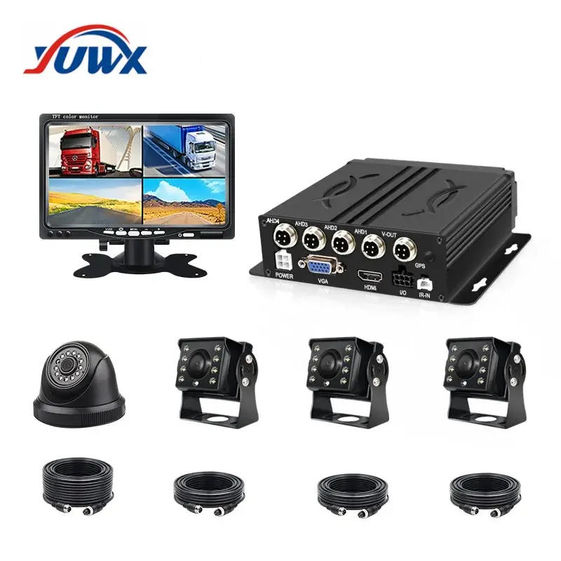 YWX OEM 4CH MDVR DVR móvel Monitor de 7 Polegadas Sistema de Exibição do Carro Câmera do Carro para Caminhão Veículo Ônibus Escolar