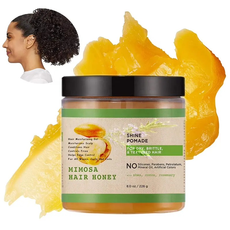 Mimosa Mel Brilho Pomada Curly Damaged Hair Care Gel Scalp Hidratante Styling Borda Controle Com Cacau Manteiga de Karité Alecrim
