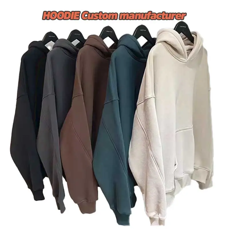 YUDI Wholesale 500gsm Blank Pullover Hoodie Cotton Workout Hoodie Drop Shoulder No Strings Oversized Men's Hoodies Sweatshirts