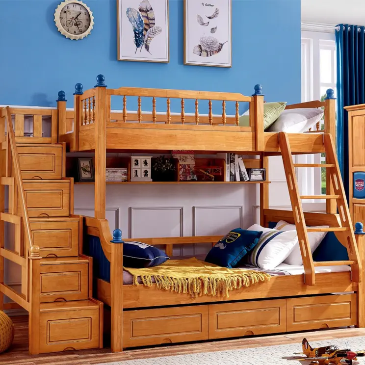 ULT-YS-A19 móveis infantis, conjunto de cama para crianças, berço, cama de madeira sólida com canudo de armazenamento