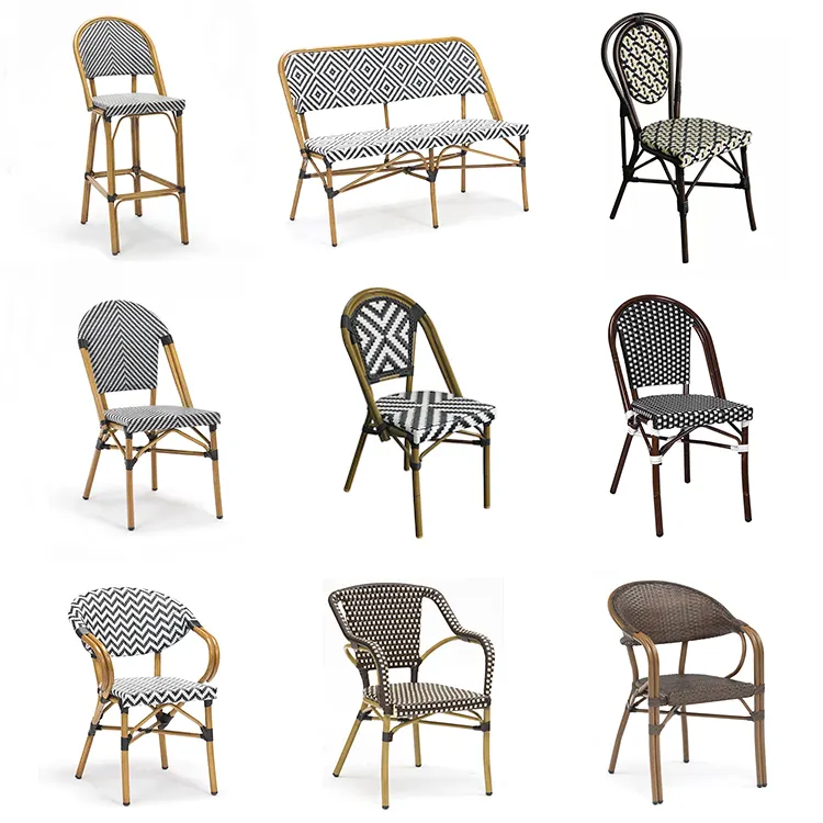 Sedia da bistrot in rattan francese esterno mobili da pranzo per esterni bistrot personalizzato pe rattan textile garden cafe chair on promo