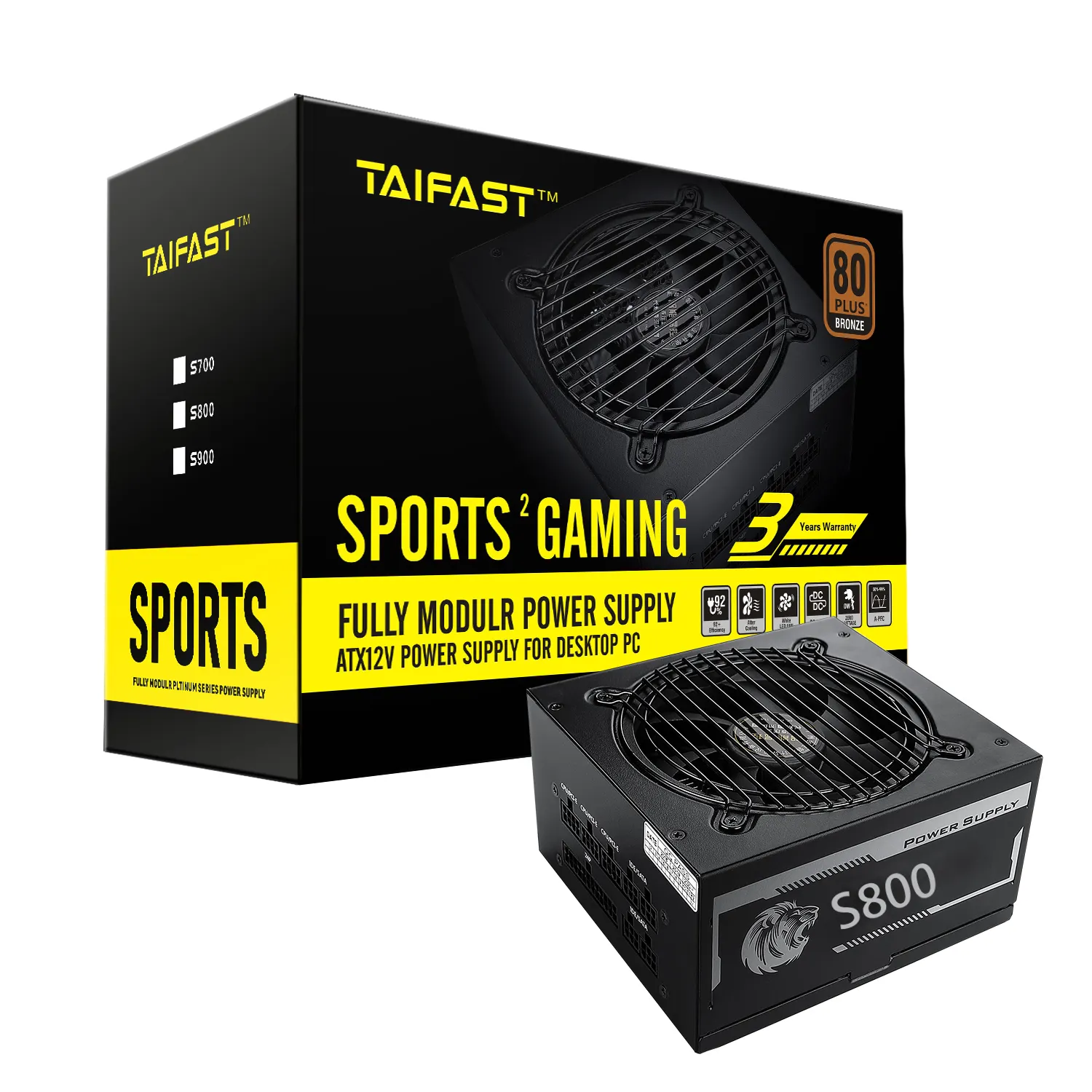 Taifast PC full power computer switch S800 600w quality efficiency power supply in stock