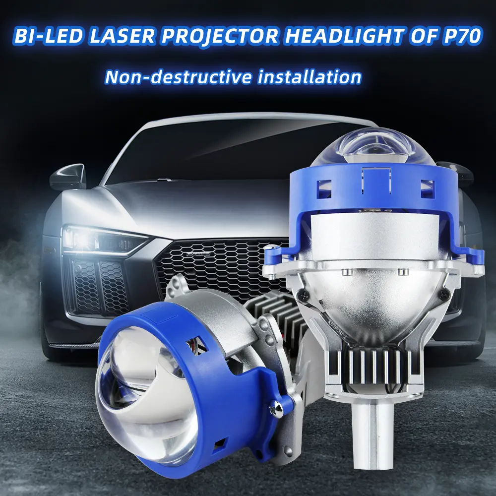 Lossless Installatie P70 150W H4 Led Dual Laser Gloeilamp Bi Led Projector Voor Auto 12 Volt Led Laserlicht