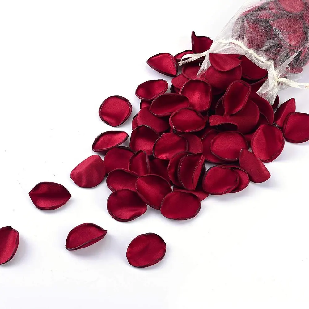 200Pcs Silk Satin Rose Petals for Weddings Red Wine Rose Decorations Great for Wedding Party Bridal Shower Decor l Flower Girl