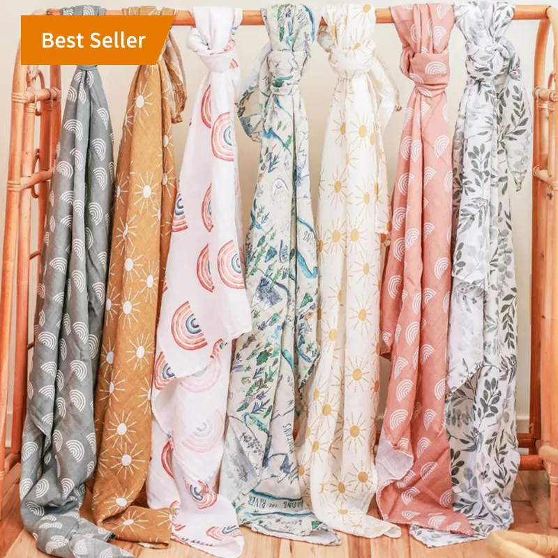 Baby Blanket Custom Print Swaddle Muslin Organic Cotton Baby Bamboo Infant Swaddle Blankets Wrap Baby//