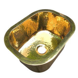 30.5cm Undermount <strong>Drop</strong>-in Hand Made <strong>Rectangular</strong> Shiny Gold Stainless Steel Wash Basin <strong>Sink</strong> for Bathroom - Product Image 3
