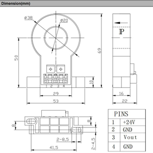 QNHC6 uscita 4V 5V ingresso dc 50A 100A 200A 300A 400A + 24V sensore di corrente Hall-Effect - Product Image 4
