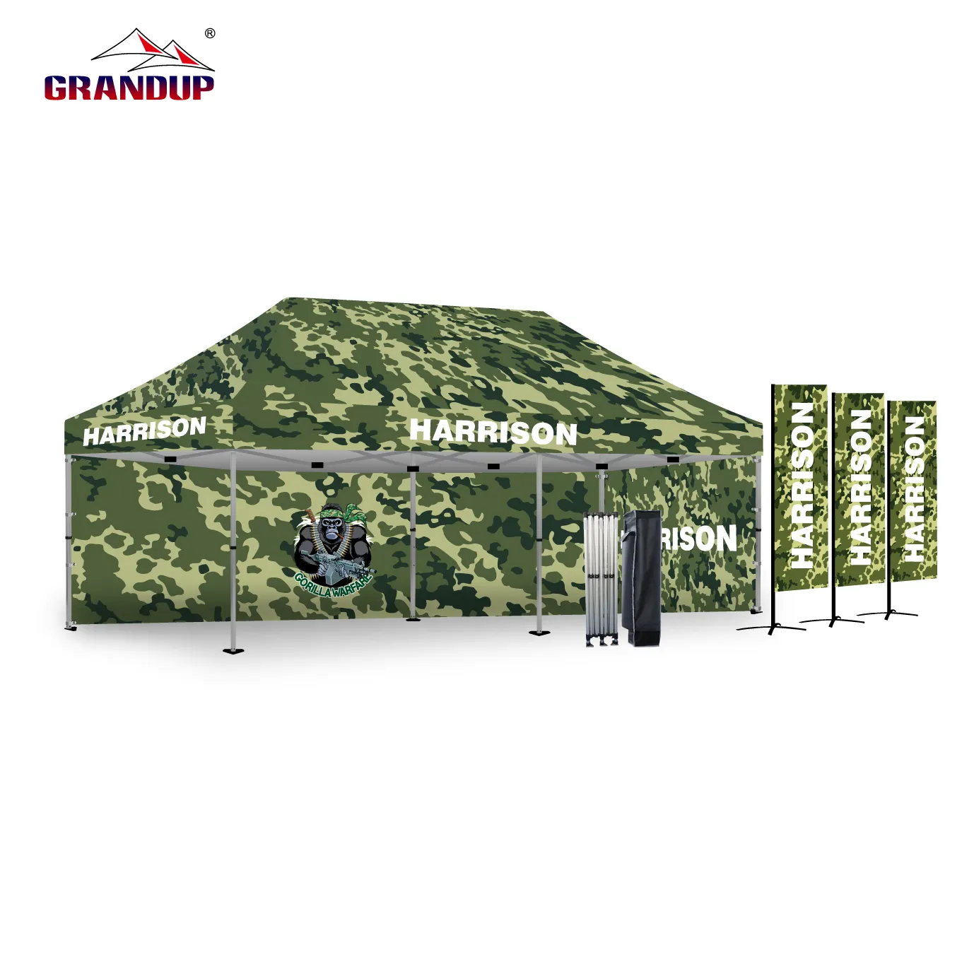 Grandup Custom Gepersonaliseerde 10X10 Ft Pop-Up Luifel Tent Evenement Aluminium Frame Waterdichte Reclame Opvouwbare Beurs Tenten