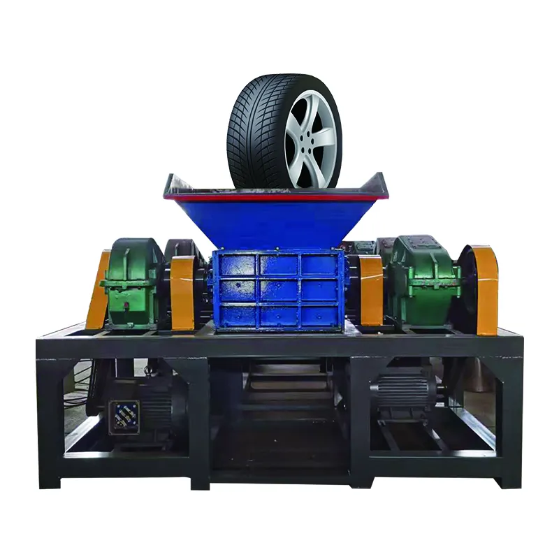 고효율 2 샤프트 플라스틱 재활용 기계 타이어 스크랩 타이어 금속 분쇄기 치퍼 기계