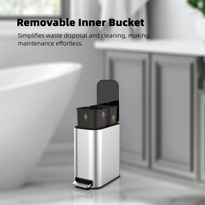 5 lít hình chữ nhật mỏng đạp Thùng rác bin kim loại phòng tắm rác có thể với im lặng đóng nắp - Product Image 3