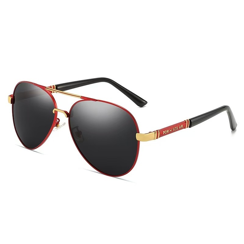 Black frame-red-black lenses-gray tints