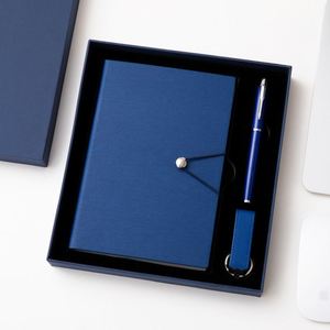 A5 Simple Metal Patch Custom Logo Notebook Business Meeting Luxury Umbrella Sign Pen Gift Set 2024 New Notebook Gift Set - Product Image 3