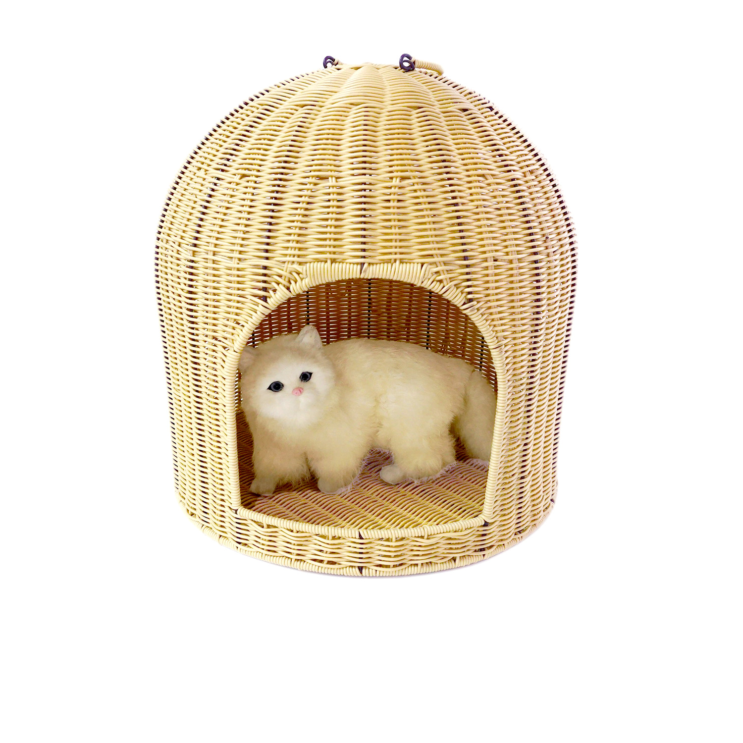 Panier pour animaux de compagnie en forme de dôme beige
