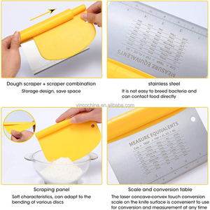 Băng ghế dự bị scraper & Chopper 2 pcs thép không gỉ bột scraper Pastry scraper bánh pizza và bột cắt với quy mô đo - Product Image 4