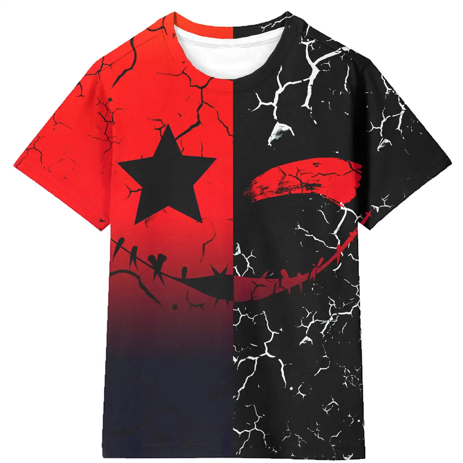 Design unique Star garçons filles chemises qualité en gros caractéristique impression graphique T-Shirt à manches courtes pour les enfants épissage