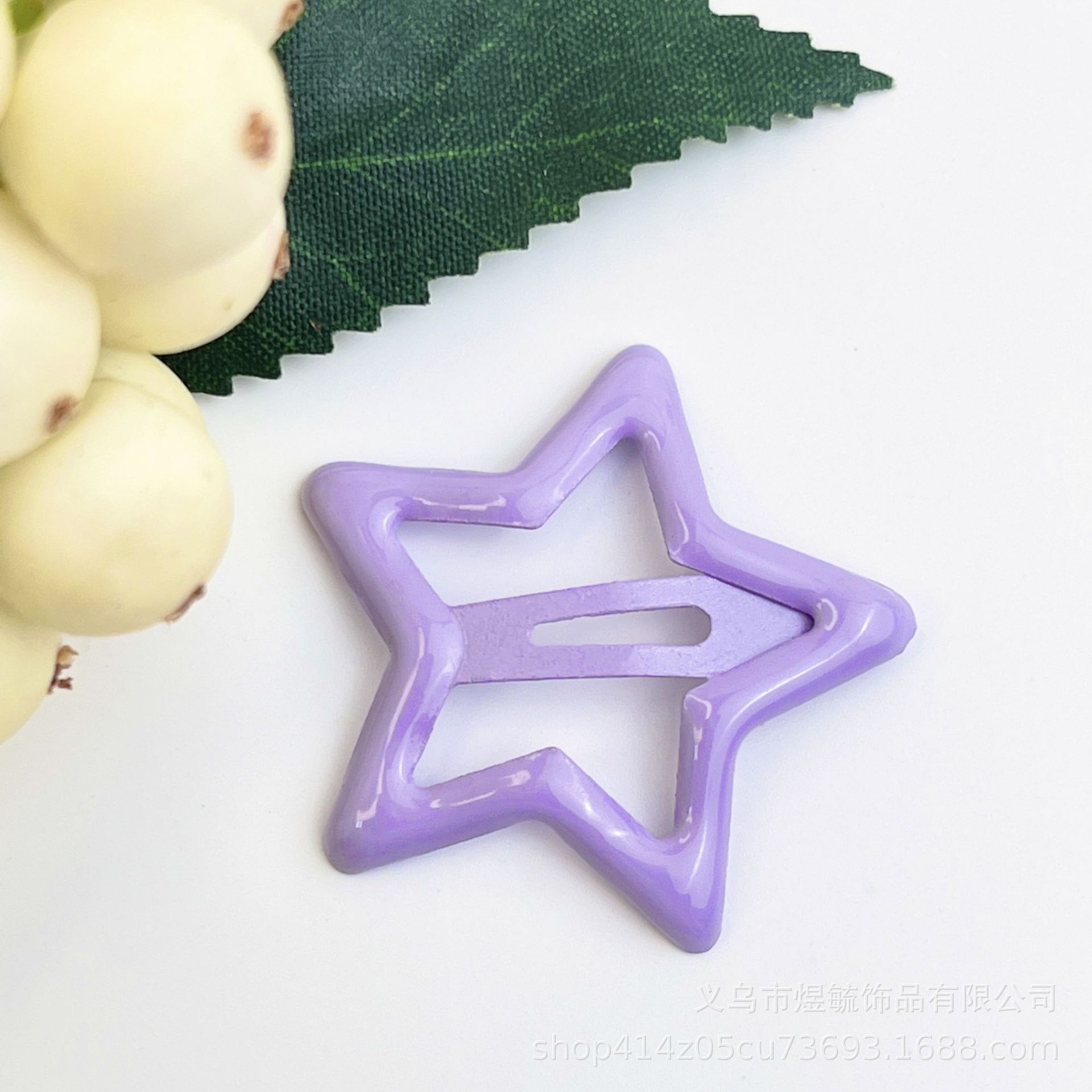 Color drop oil star clip 3.2cm purple
