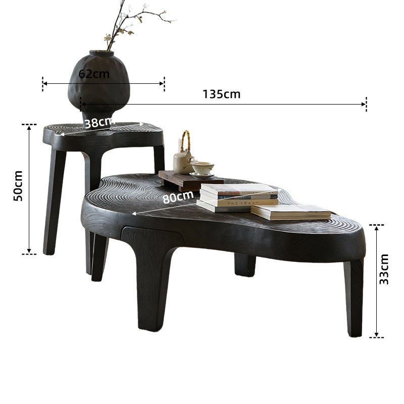 Ensemble table basse et table d'appoint en frêne