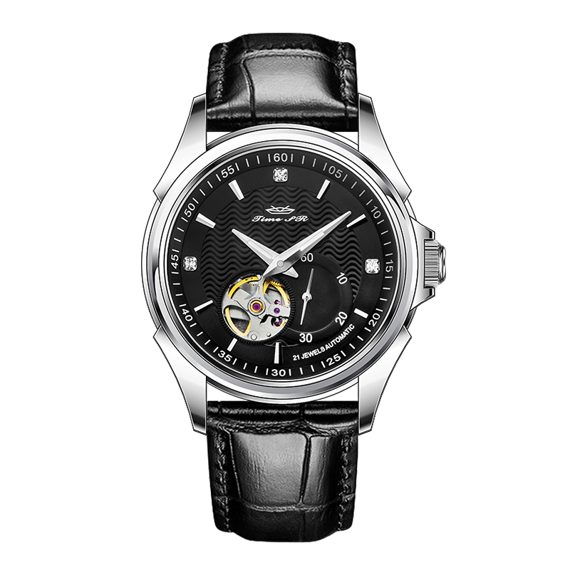 Bracelet noir, cadran noir