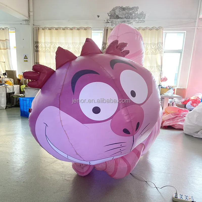 Alice In Wonderland Pink Inflatable Cheshire Cat Character with Light for Party Decoration