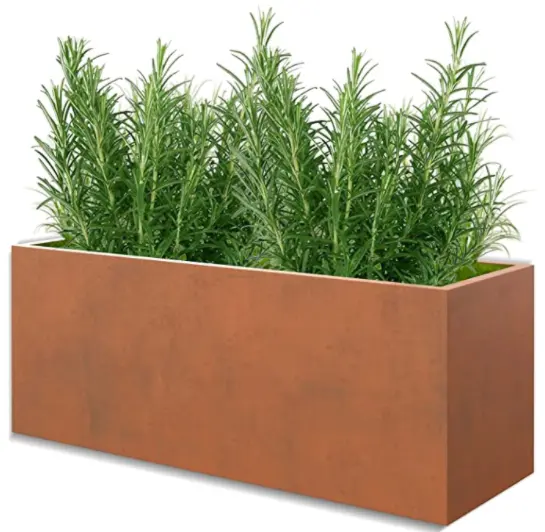 Pot de fleurs décoratif, 1 pièce, série métallique, en acier corten pour plantation, boîte