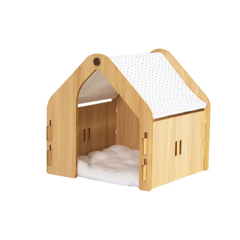indoor luxury wooden easy to assemble pet dog cat house top quality customized