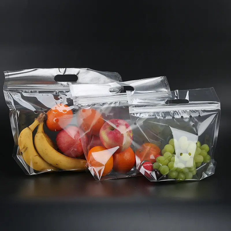 YR-Bolsa de embalaje transparente para frutas y verduras, embalaje antivaho con cremallera, muestra gratis