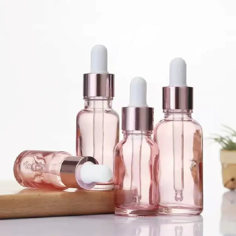 Botella de vidrio para cuidado de la piel y envases cosméticos con diferente volumen