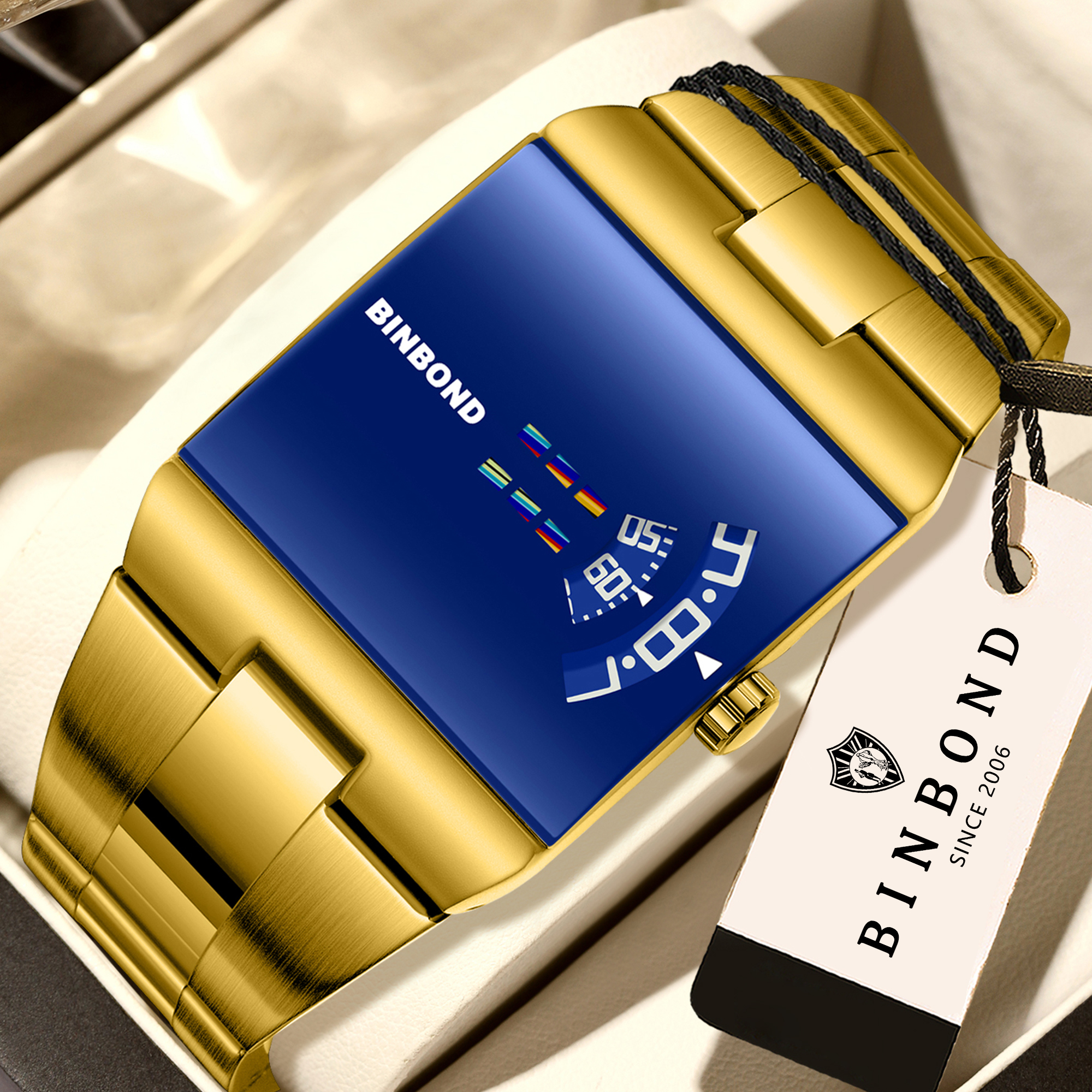 Gold steel Blue dial
